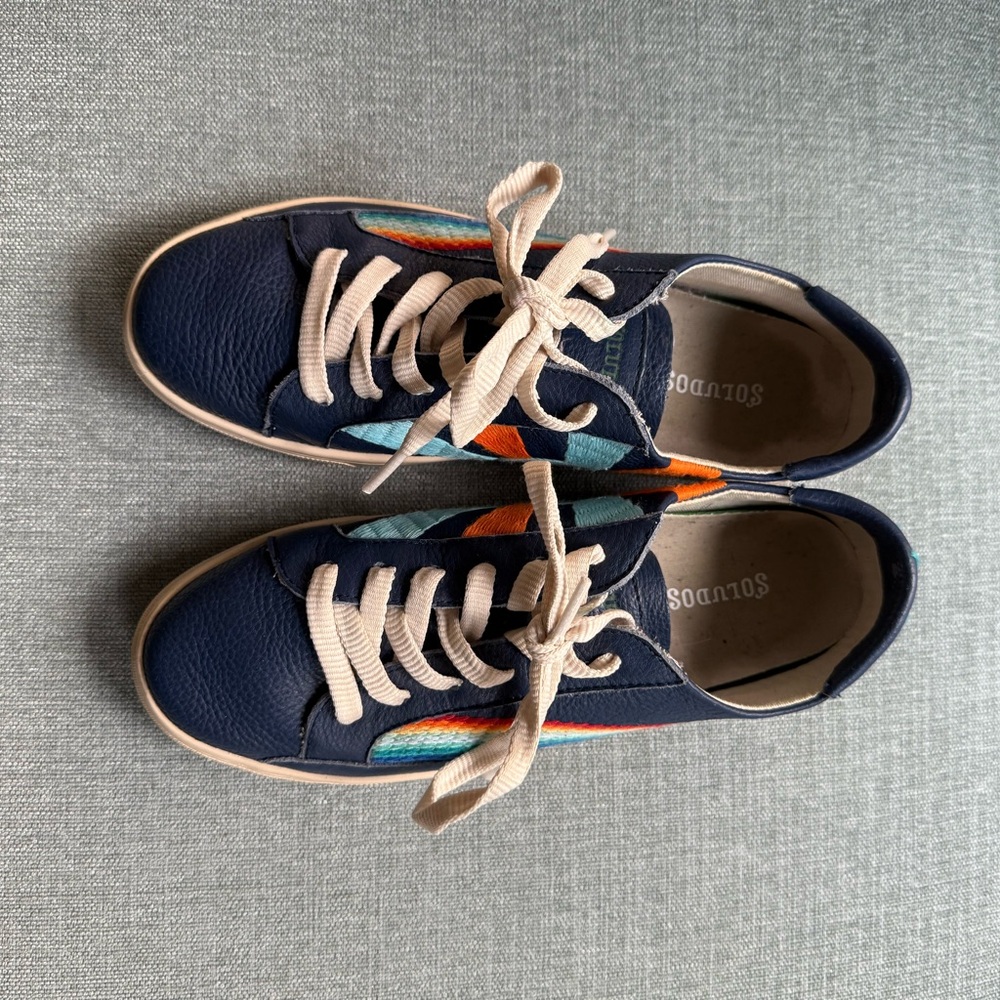 Soludos Navy adult Sneakers with Colorful Stripes new